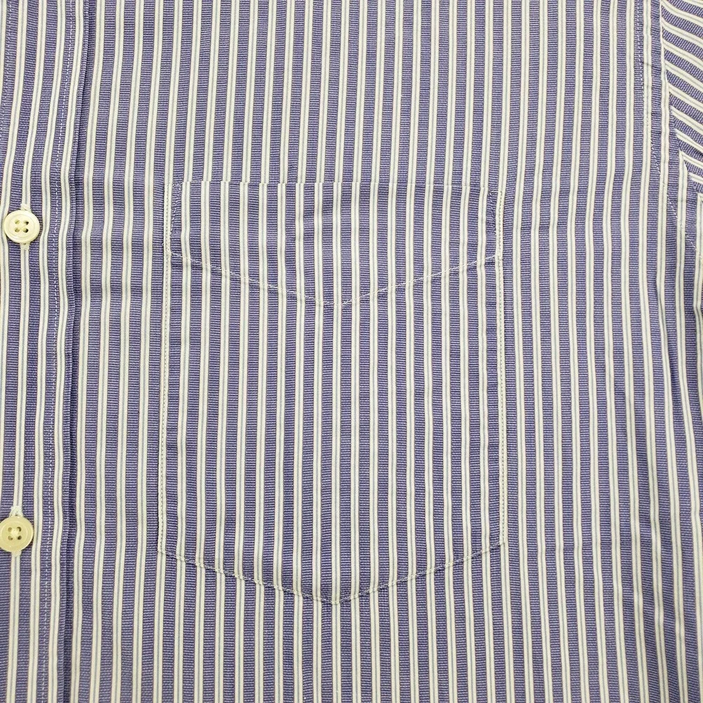 Banana Republic Shirt Mens XL 17-17‎ 1/2 Purple Striped Button Up Long Sleeve
